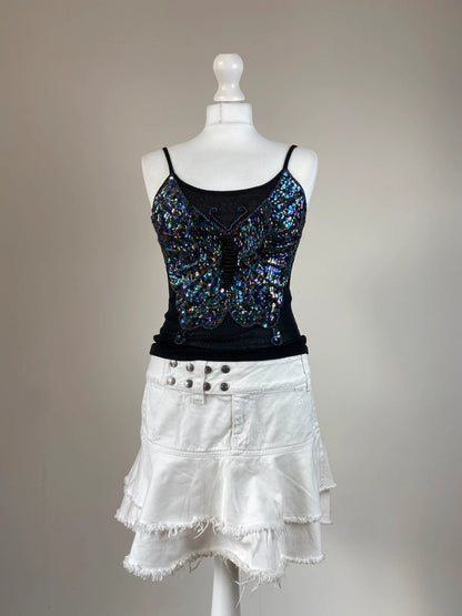 00s Sequin Embellished Butterfly Top - Size S