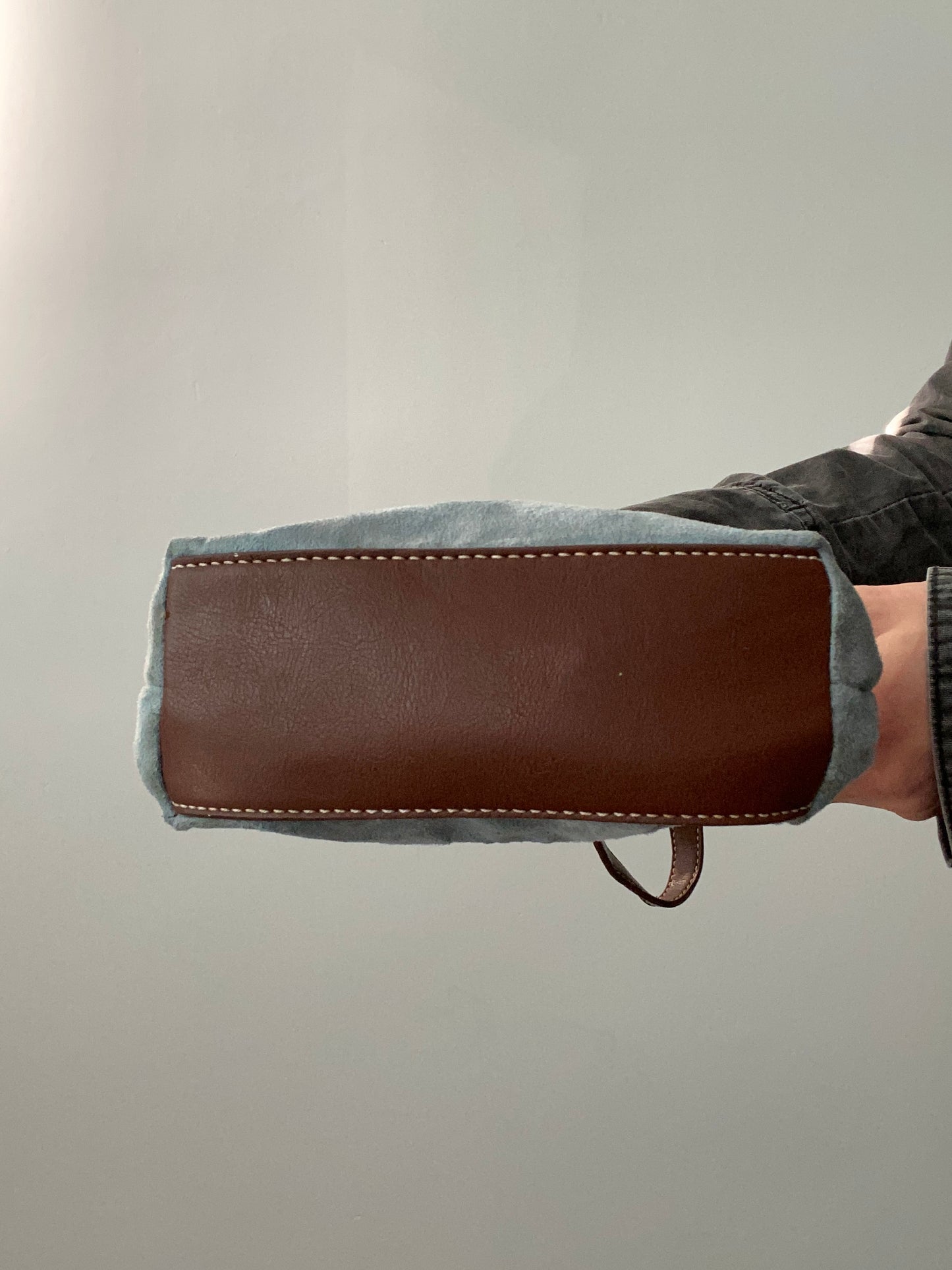 Vintage 00s Baby Blue Suede and Leather Mini Bag - Funky Cat