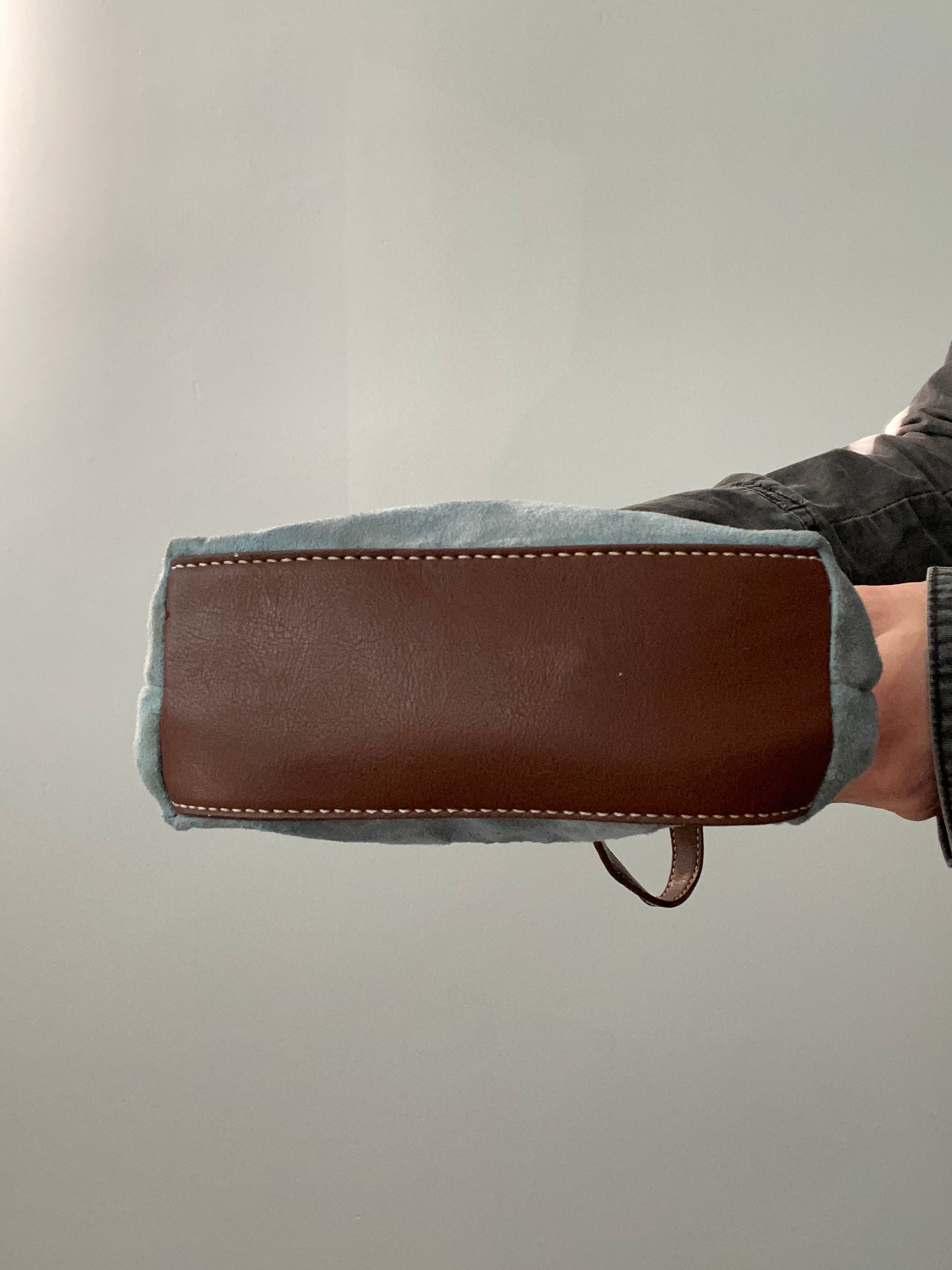 Vintage 00s Baby Blue Suede and Leather Mini Bag - Funky Cat