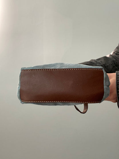 Vintage 00s Baby Blue Suede and Leather Mini Bag - Funky Cat