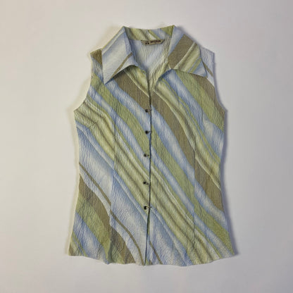 90s Striped Sleeveless Shirt - Size S