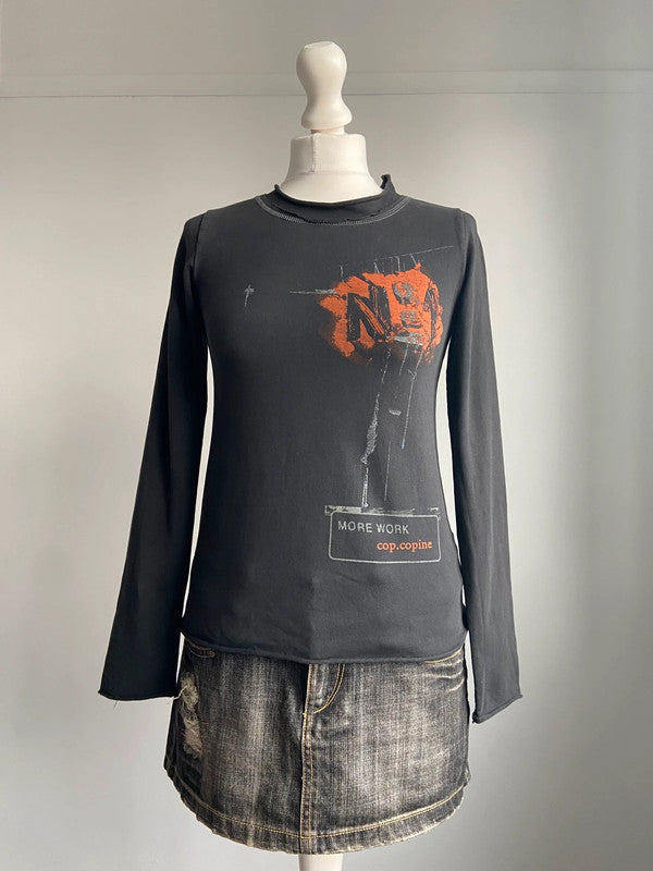Cop Copine Graphic Top - Size S - Funky Cat