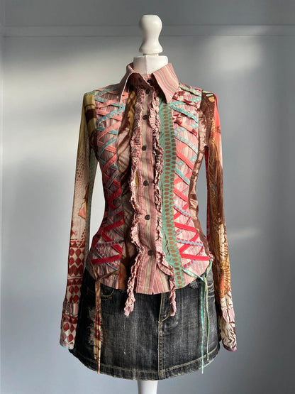 Save The Queen Multicoloured Top - Size S - Funky Cat