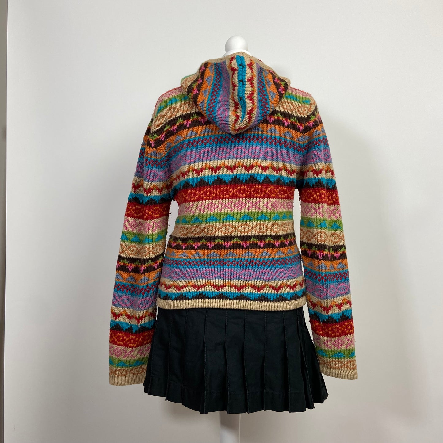 00s Multicoloured Striped Hoodie - Size M