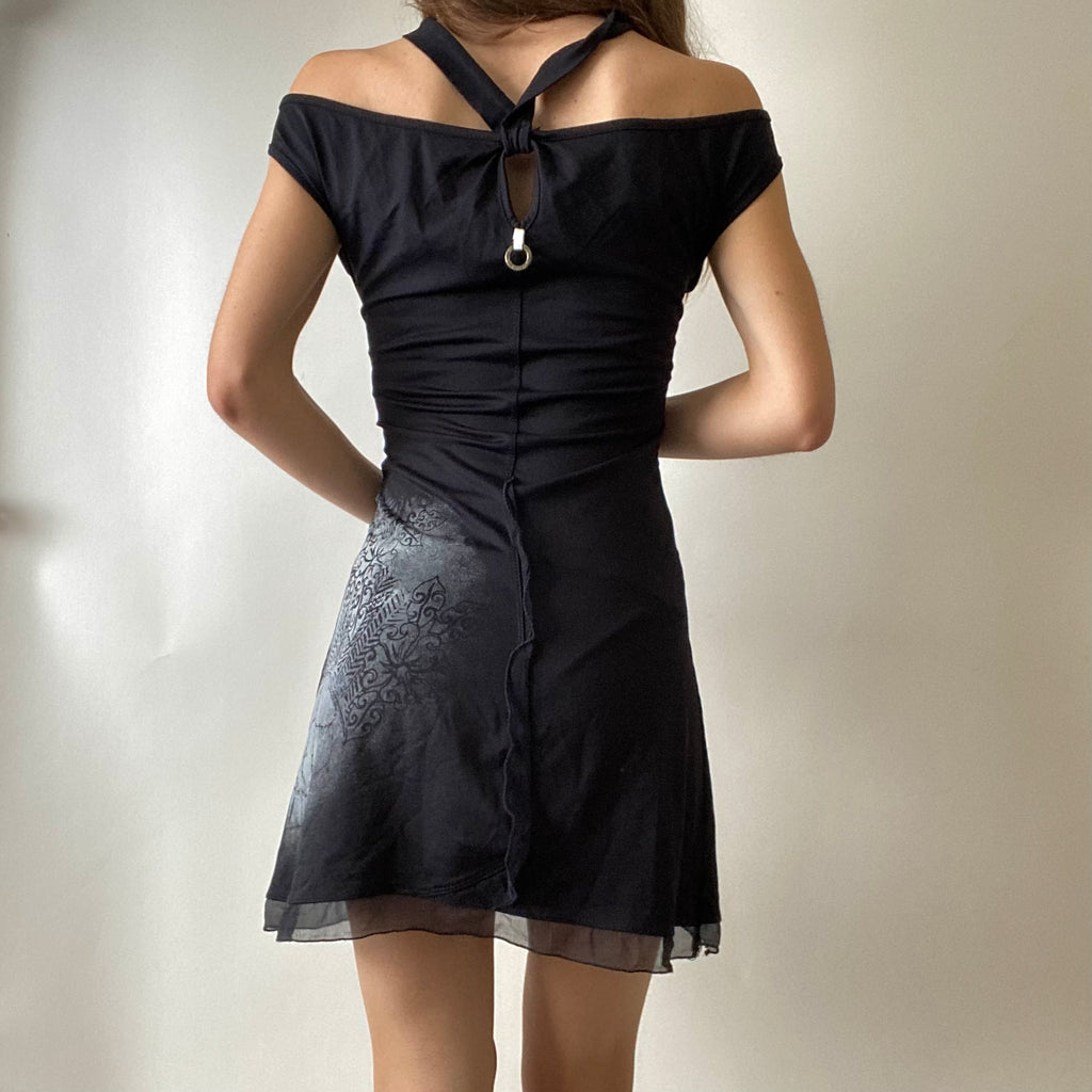 Save The Queen Halter Mini Dress - Size L - Funky Cat