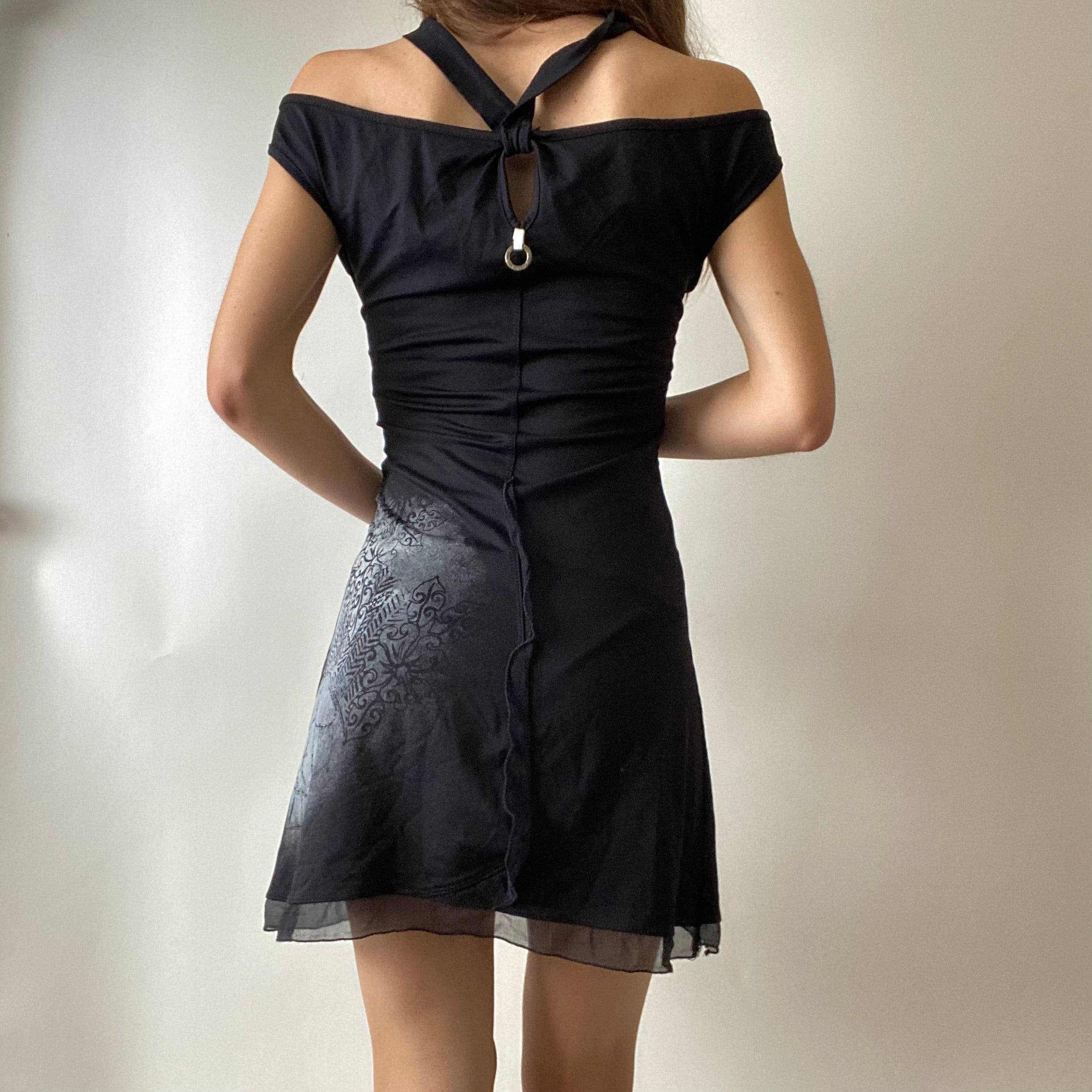 Save The Queen Halter Mini Dress - Size L - Funky Cat