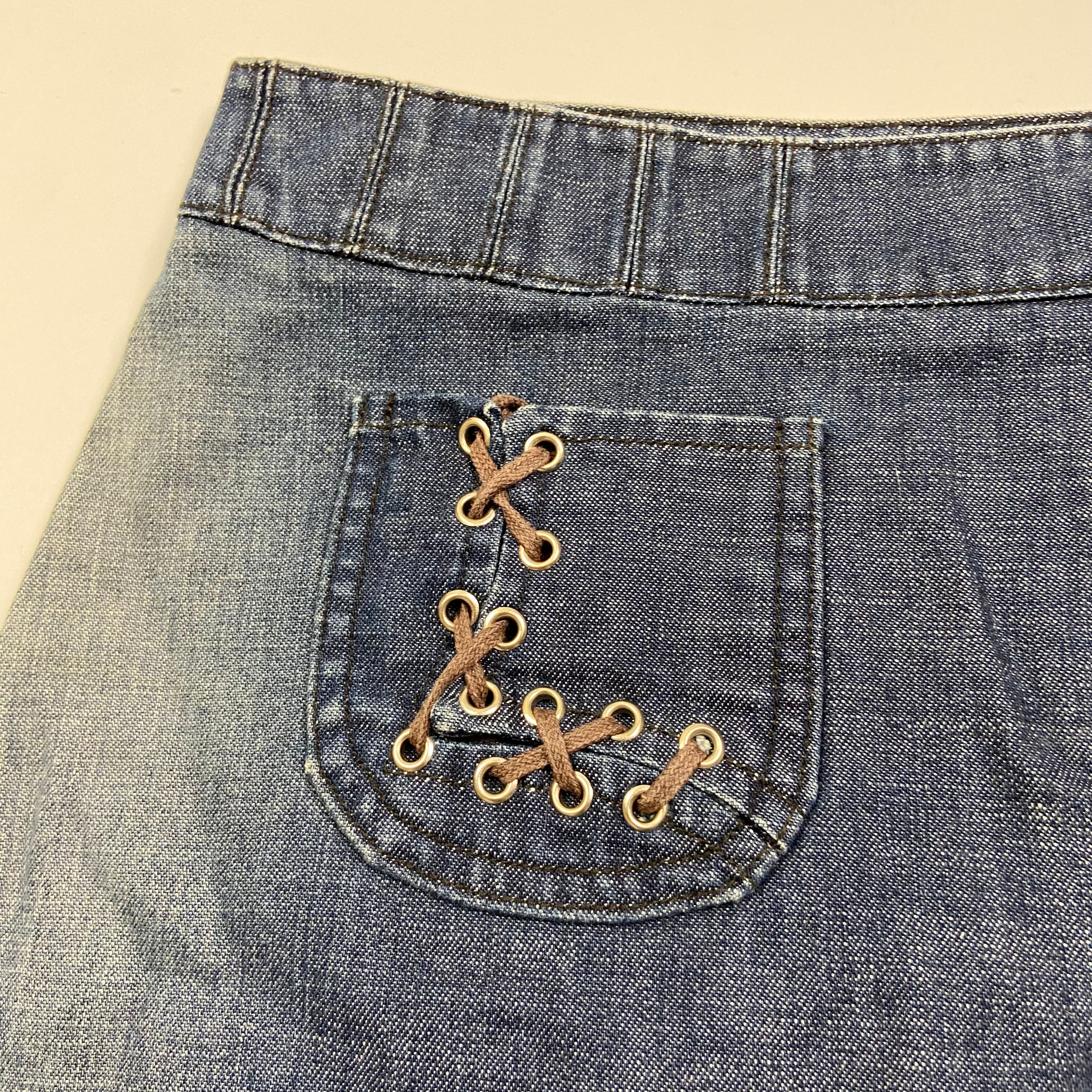 00s Custo Barcelona Embellished Denim Mini Skirt - Size 8 - Funky Cat