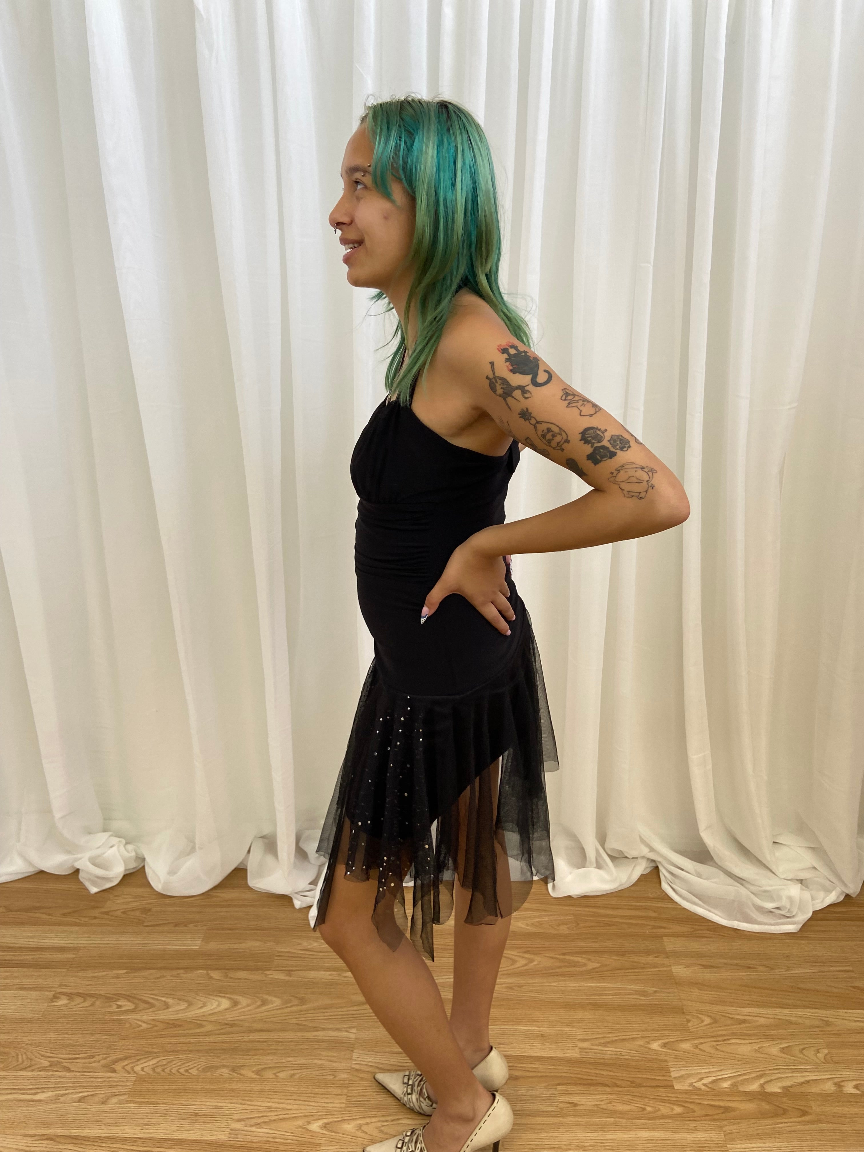 Vintage 00s Sparkly Halter Dress - Size XS