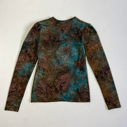 00s Sparkly Paisley Long Sleeve - Size M