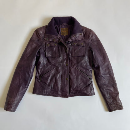 90s Leather Zip Up Jacket - Size S