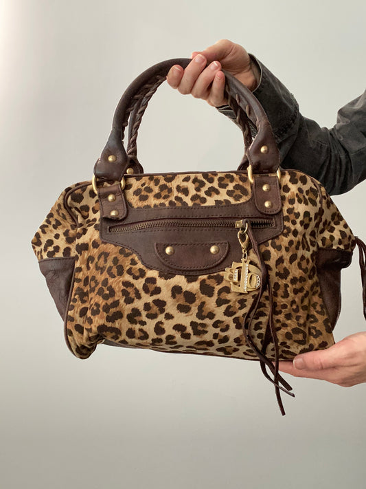 Vintage 00s Leopard Print Handbag - Funky Cat