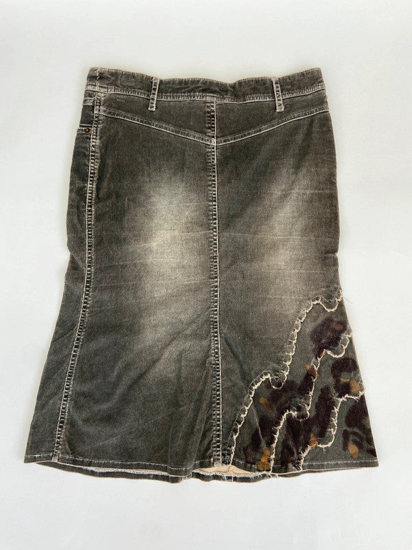 90s Grey Panelled Midi Skirt - Size 8/10