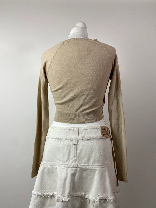 00s Beige Cropped Cardigan - Size S - Funky Cat