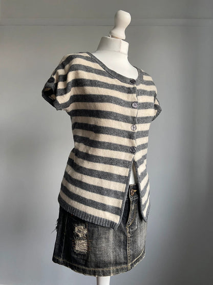 Vintage 00s Striped Wool Cardigan - Size L