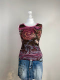 00s Graphic Printed Vest Top - Size L/XL - Funky Cat