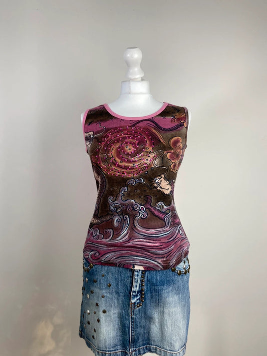 00s Graphic Printed Vest Top - Size L/XL