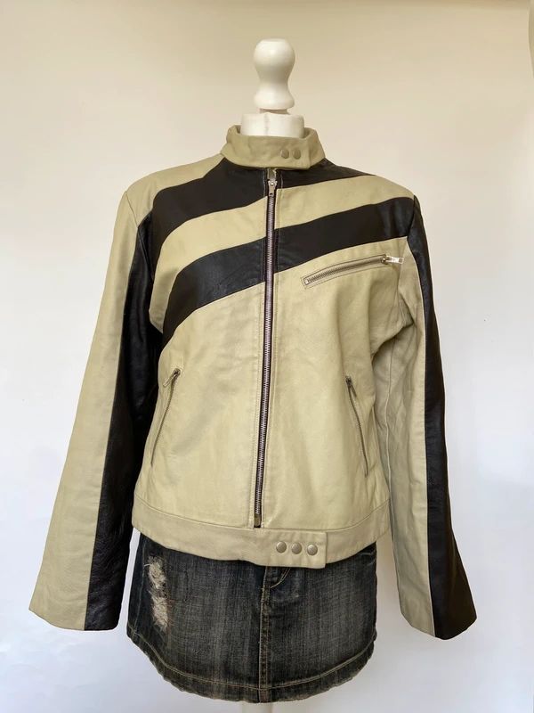 Vintage Leather Racer Jacket - Size L - Funky Cat