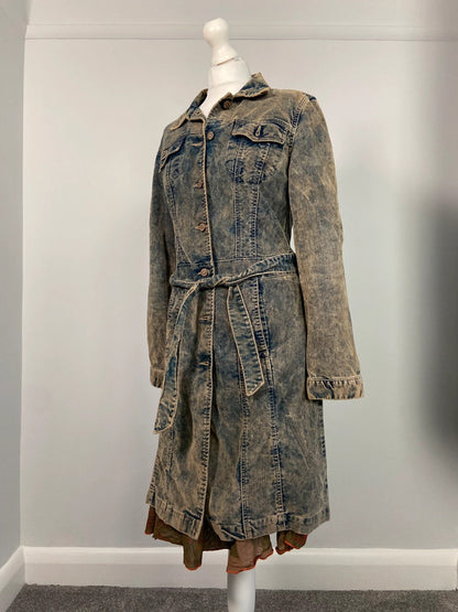 Vintage 00s Denim Trench Coat - Size M