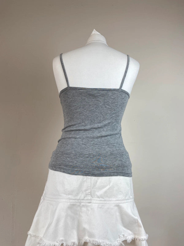 90s Grey Cami Top - Size S - Funky Cat
