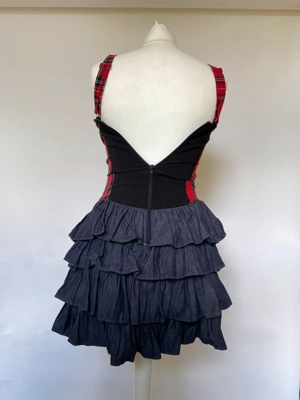 Vintage 00s Plaid Dress With Ruffled Skirt - Size XS