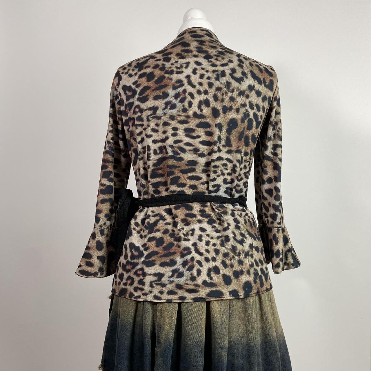 00s Leopard Print Wrap Top - Size M - Funky Cat