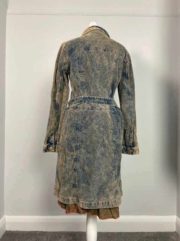 Vintage 00s Denim Trench Coat - Size M - Funky Cat