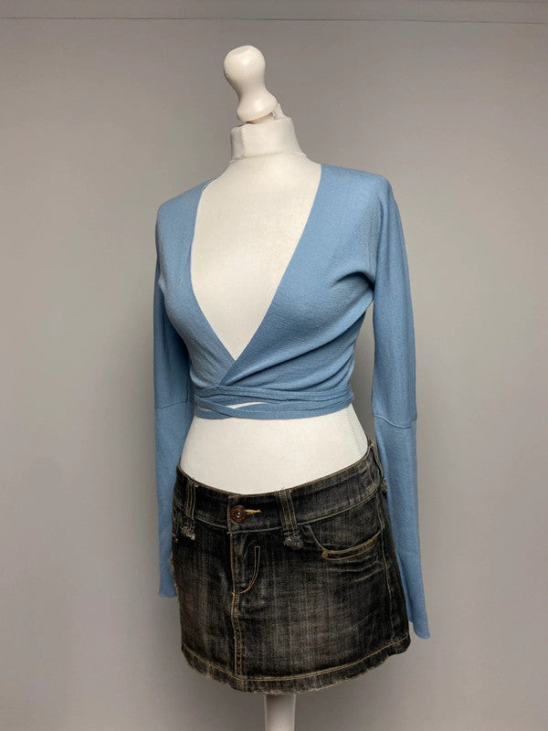 Vintage 00s Wrap Top - Size S/M - Funky Cat