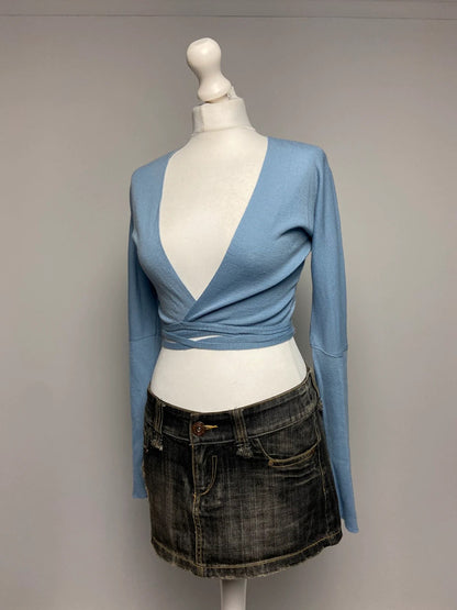 Vintage 00s Wrap Top - Size S/M - Funky Cat