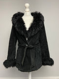 Vintage Leather Mongolian Fur Trim Coat - Size M - Funky Cat