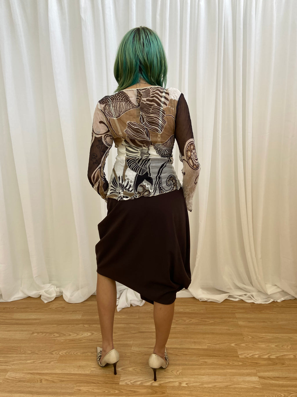 Sarah Pacini Brown Avantgarde Skirt - Size XS