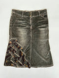 90s Grey Panelled Midi Skirt - Size 8/10 - Funky Cat