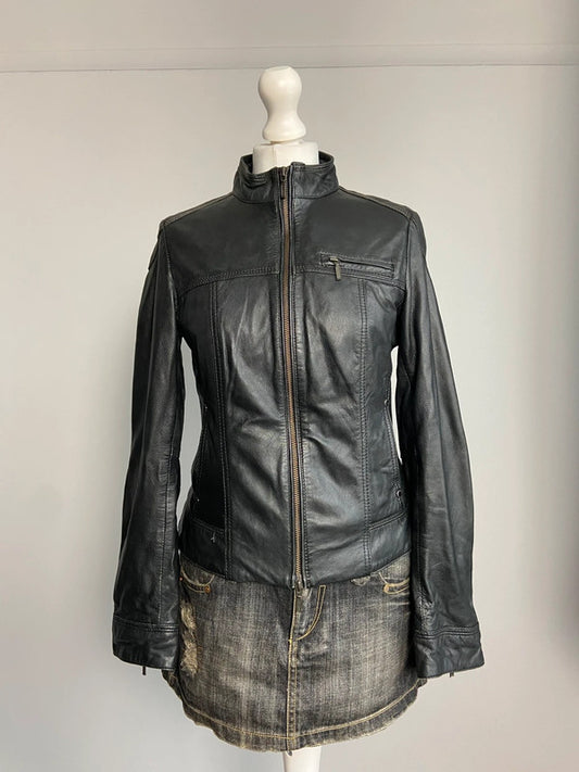 Vintage 00s Black Leather Jacket - Size S