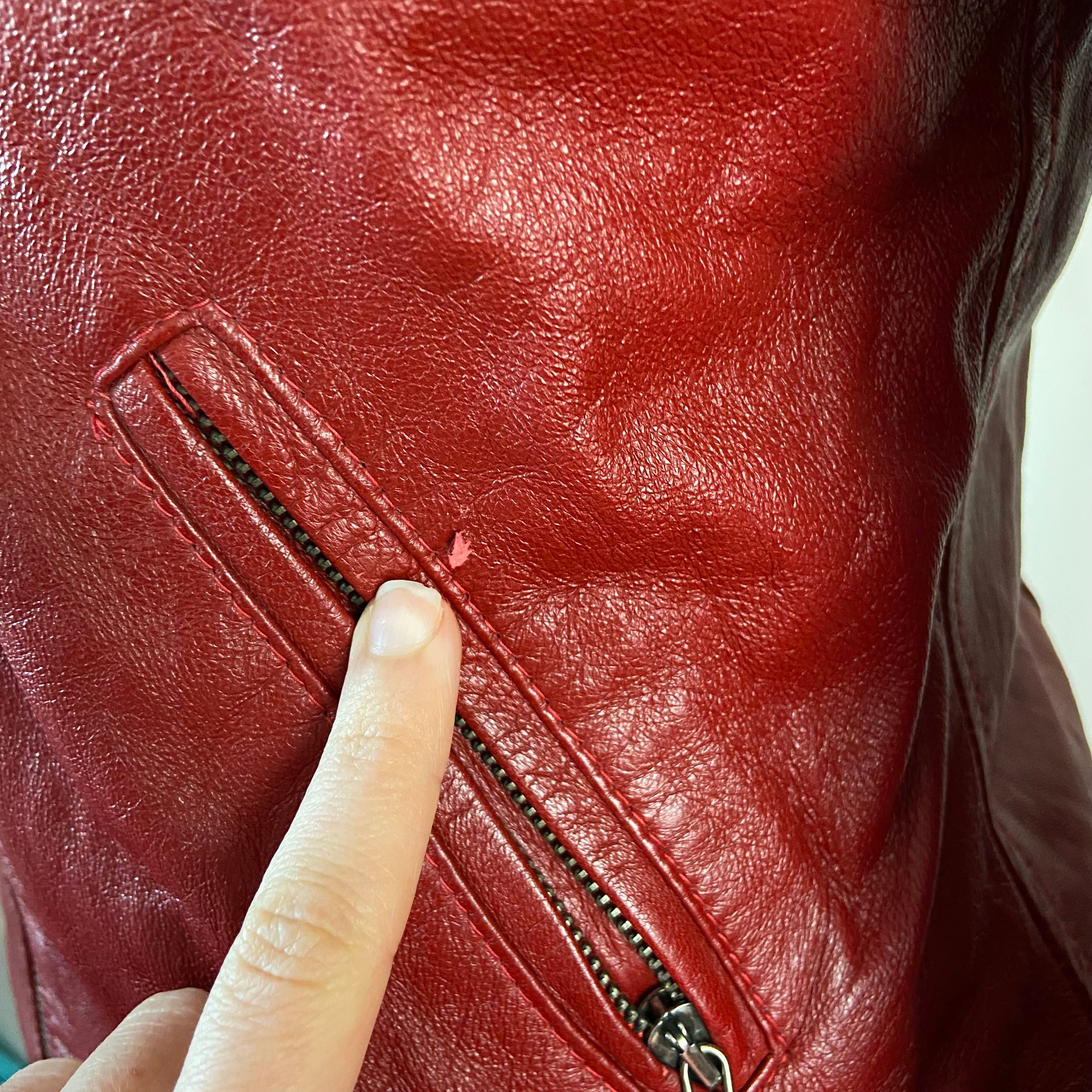 00s Burgundy Leather Jacket - Size S - Funky Cat
