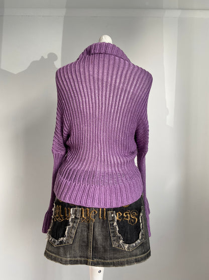 Vintage 00s Ruffled Cardigan - Size S - Funky Cat