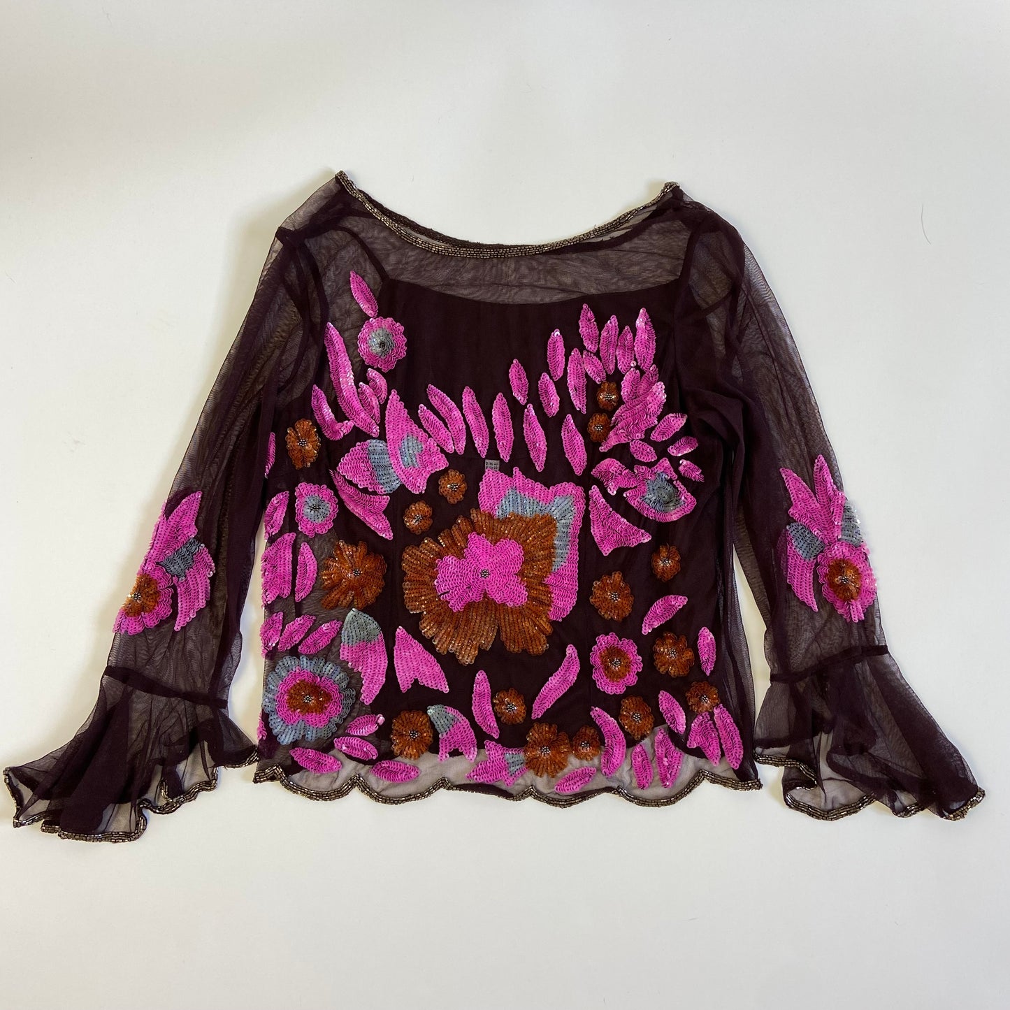 90s Sequin Mesh Top - Size L