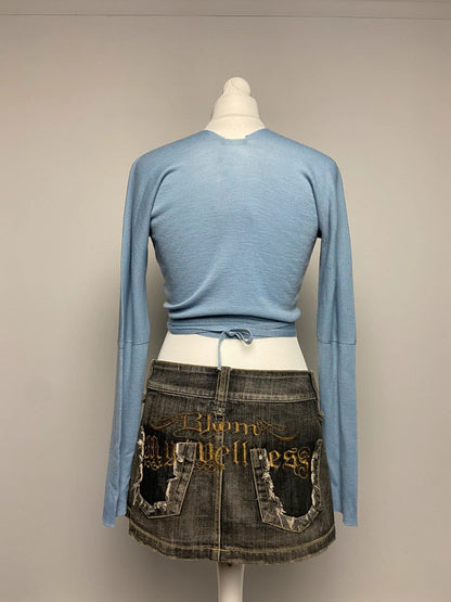 Vintage 00s Wrap Top - Size S/M - Funky Cat