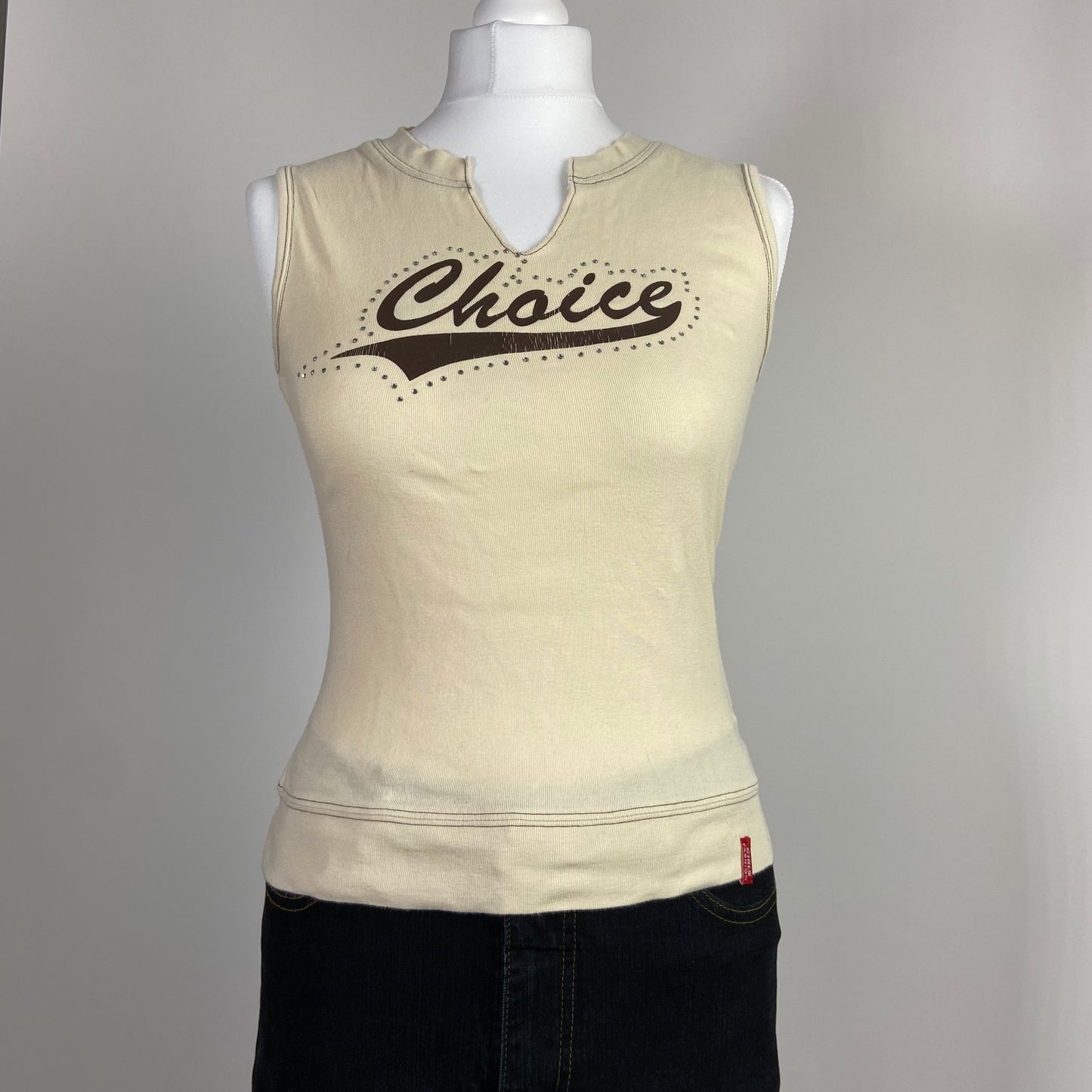 00s Rhinestone Graphic Top - Size S