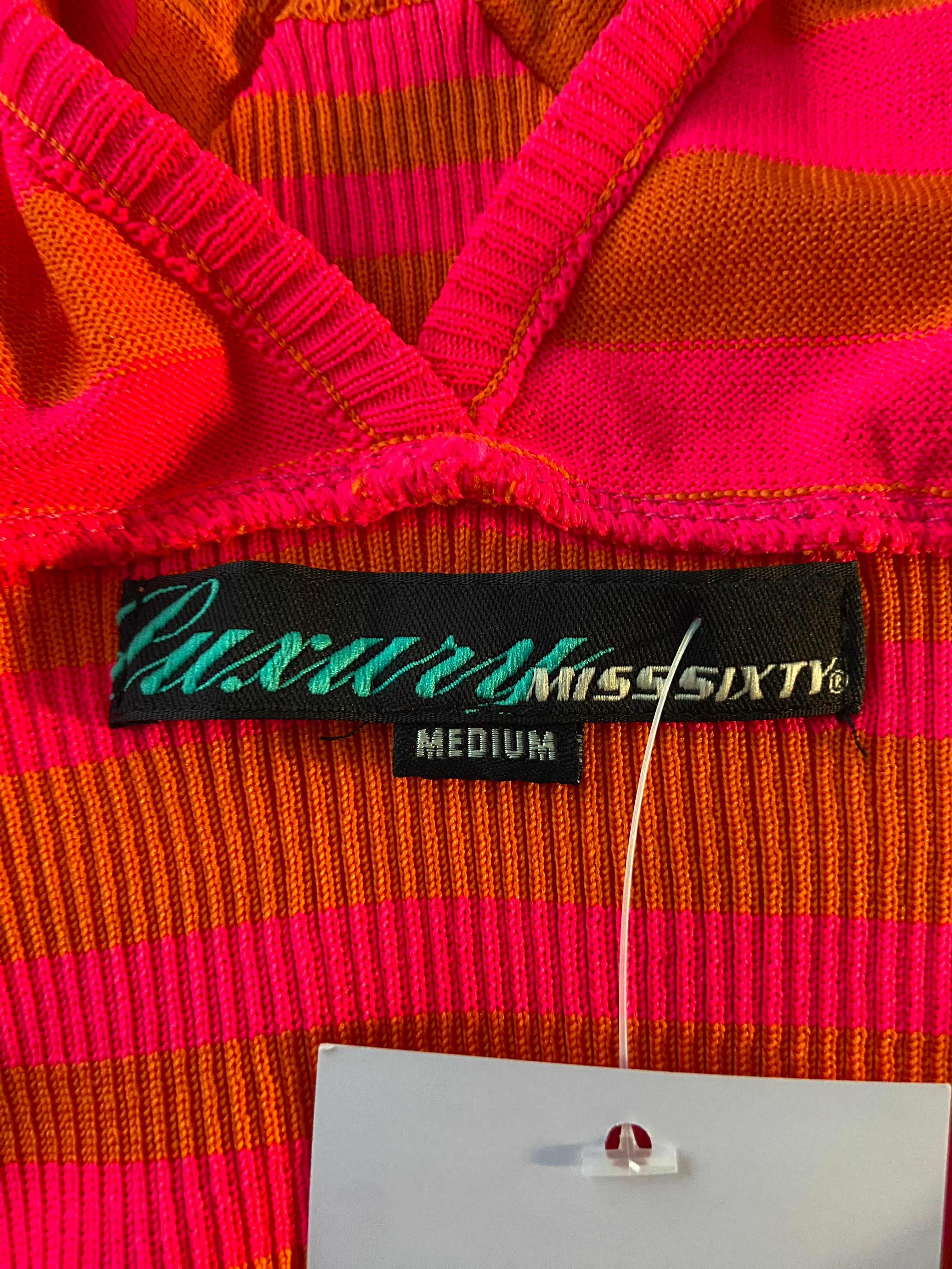 Miss Sixty Striped V-Neck Top - Size XS