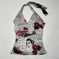 00s Graphic Halter Neck Top - Size XS/S - Funky Cat