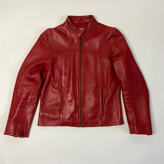 Vintage Red Leather Jacket- Size M/L
