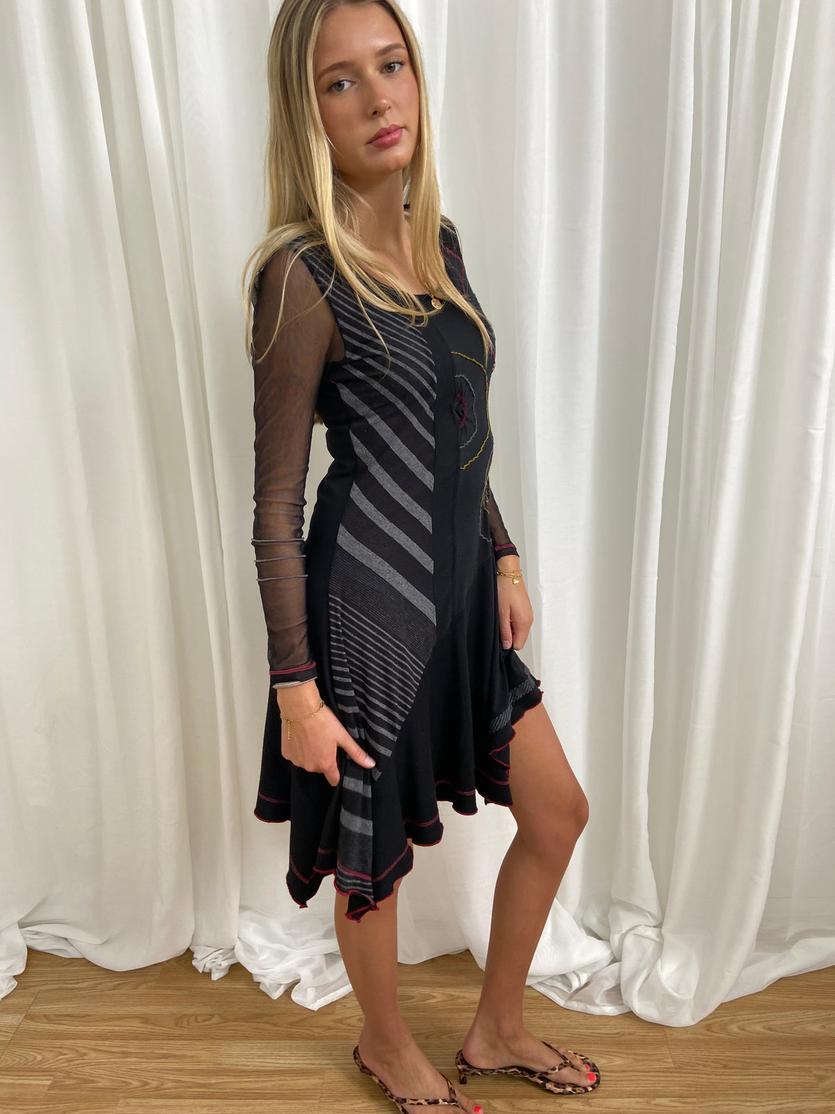Vintage 00s Asymmetrical Dress - Size XS/S - Funky Cat