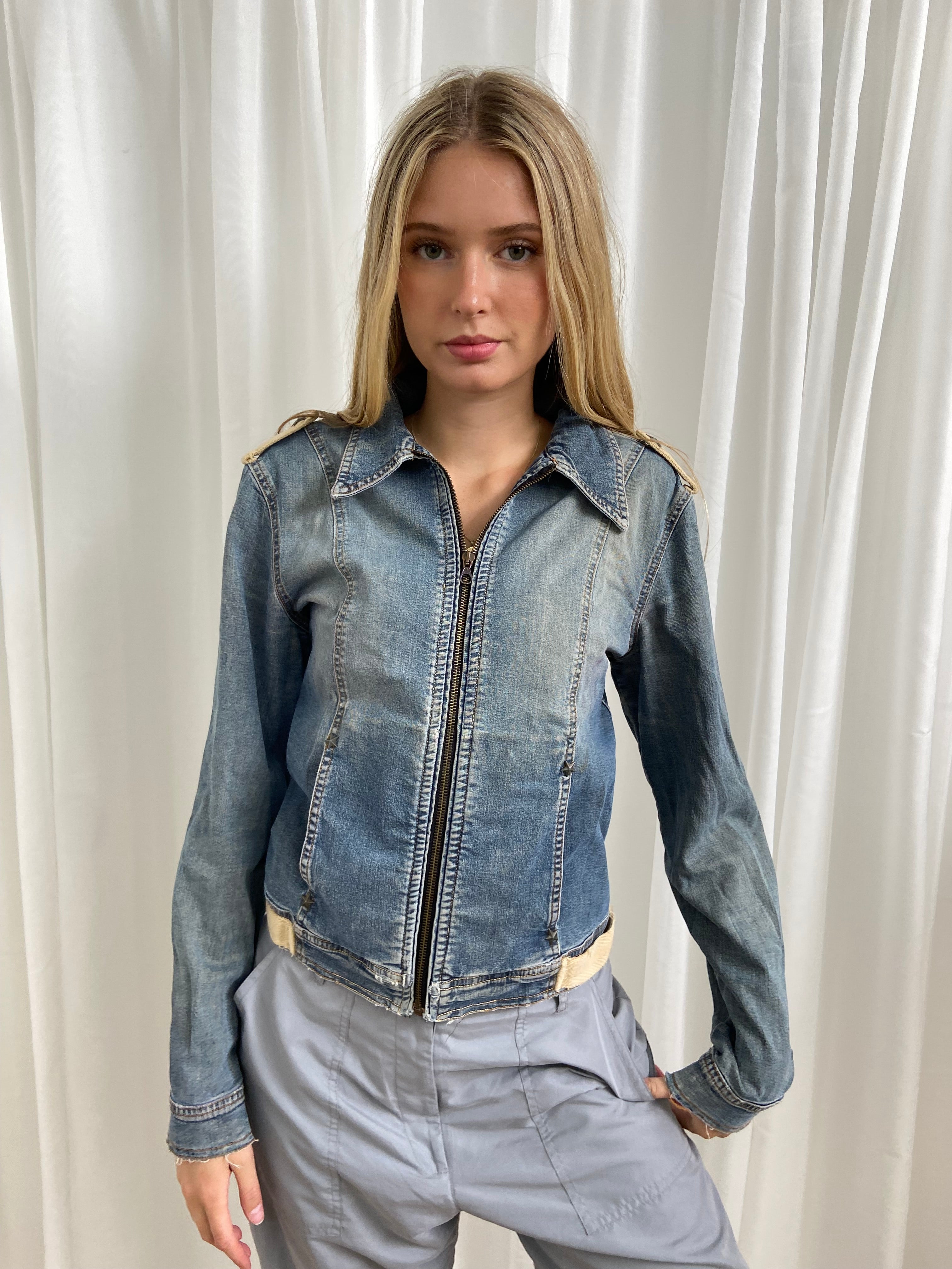 Moschino Zip Up Denim Jacket - Size M