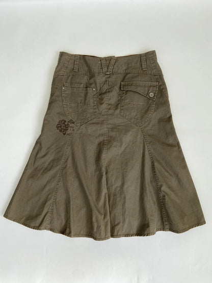 00s Khaki Midi Skirt - Size XS/S