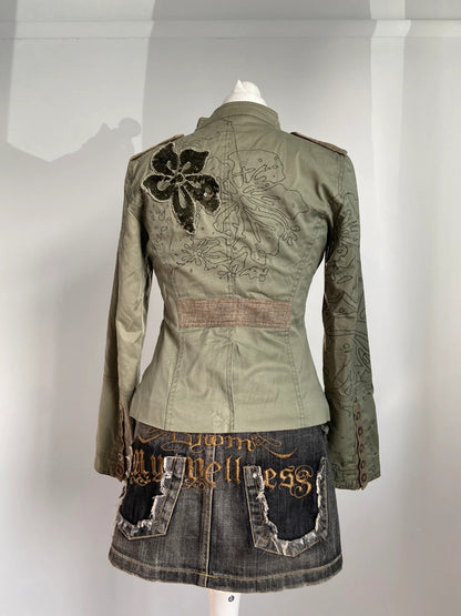 Vintage 00s Military Jacket - Size XS - Funky Cat