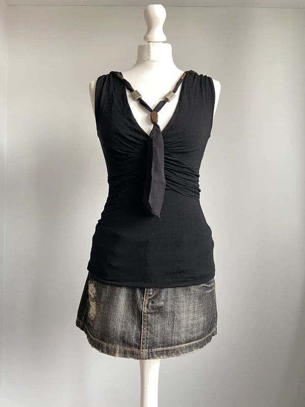 Vintage 00s Morgan Vest With Tie Detail - Size S - Funky Cat