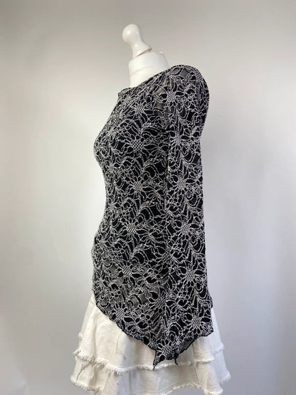 90s Lace Asymmetrical Grunge Whimsical Top - Size M