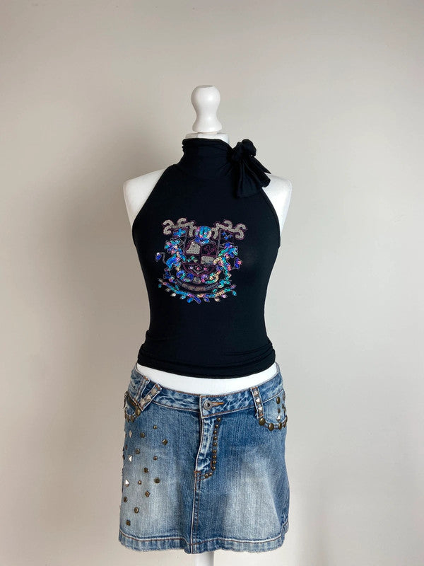 00s Sequin Halter Neck Top - Size XS/S