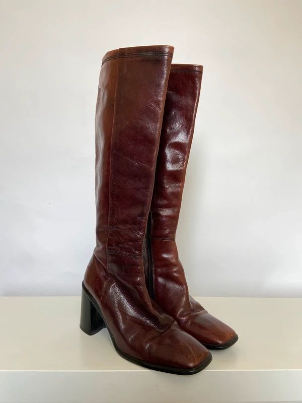 Vintage Boho Hippie Chunky Heel Boots - Size UK 6