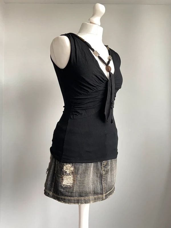 Vintage 00s Morgan Vest With Tie Detail - Size S - Funky Cat