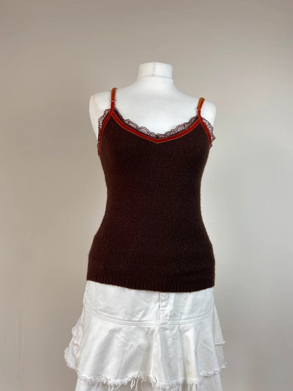 90s Brown Knit Cami - Size M/L - Funky Cat
